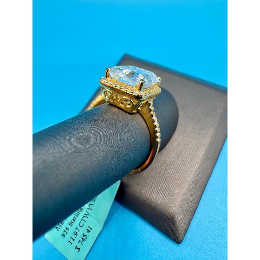 NWT Sz. 8.75 (tagged 9) - 11.97CTW Moissanite Gold Over 925 Silver - Picture 3 of 10